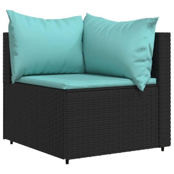 vidaXL 3 Piece Patio Lounge Set with Cushions Black Poly Rattan - Image 3