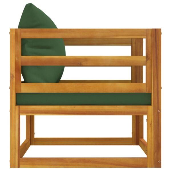 vidaXL Patio Chair with Green Cushions Solid Wood Acacia - Image 3