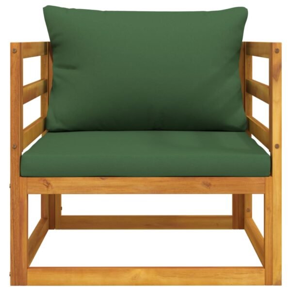 vidaXL Patio Chair with Green Cushions Solid Wood Acacia - Image 4