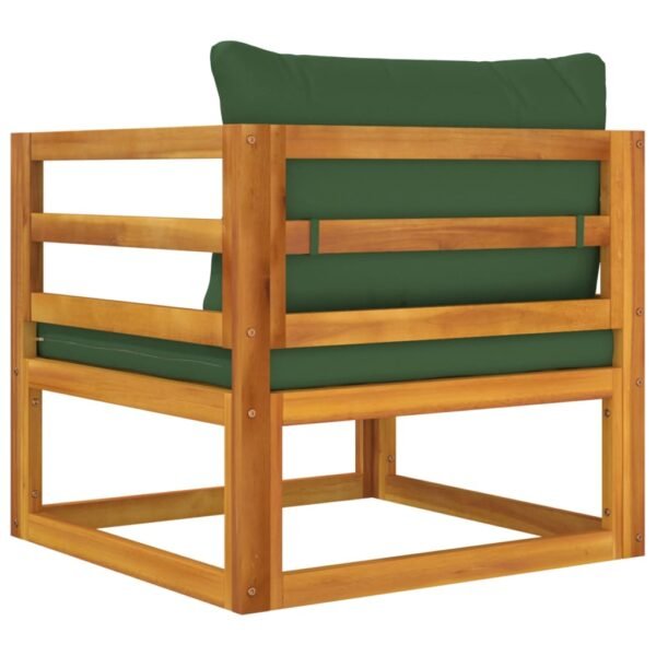 vidaXL Patio Chair with Green Cushions Solid Wood Acacia - Image 5