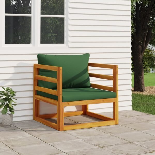 vidaXL Patio Chair with Green Cushions Solid Wood Acacia