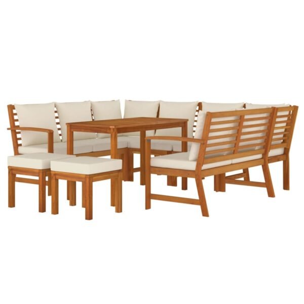 vidaXL 9 Piece Patio Dining Set with Cushions Solid Wood Acacia - Image 2