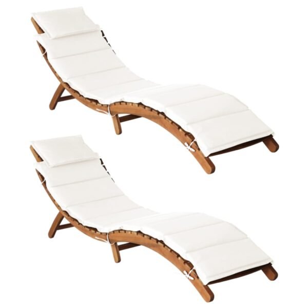 vidaXL Patio Lounge Chair Outdoor Sunbed Folding Sunlounger Solid Acacia Wood - Image 4