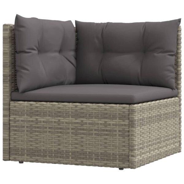 vidaXL 8 Piece Patio Lounge Set with Cushions Gray Poly Rattan - Image 4