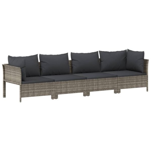 vidaXL 10 Piece Patio Lounge Set with Cushions Gray Poly Rattan - Image 5