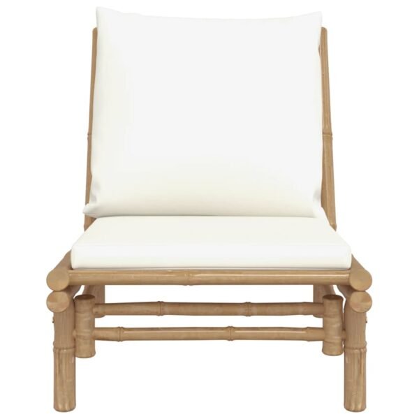 vidaXL Patio Chairs 2 pcs with Cream White Cushions Bamboo - Image 3