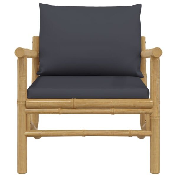 vidaXL Patio Chairs 2 pcs with Dark Gray Cushions Bamboo - Image 3