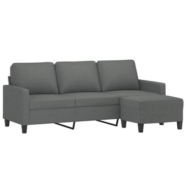 vidaXL 3-Seater Sofa with Footstool Dark Gray 70.9" Fabric