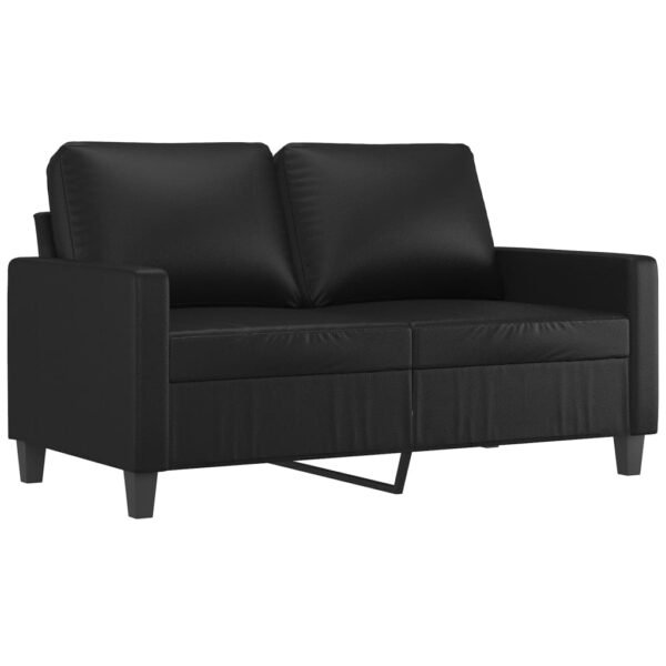 vidaXL 2 Piece Sofa Set with Cushions Black Faux Leather - Image 2