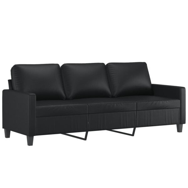 vidaXL 2 Piece Sofa Set with Cushions Black Faux Leather - Image 3