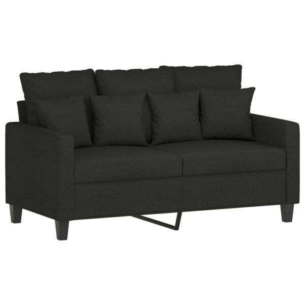 vidaXL 2 Piece Sofa Set with Cushions Black Fabric - Image 2