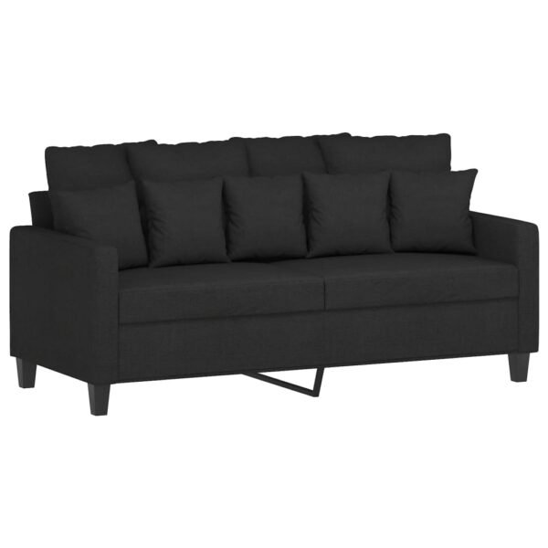 vidaXL 2 Piece Sofa Set with Cushions Black Fabric - Image 3