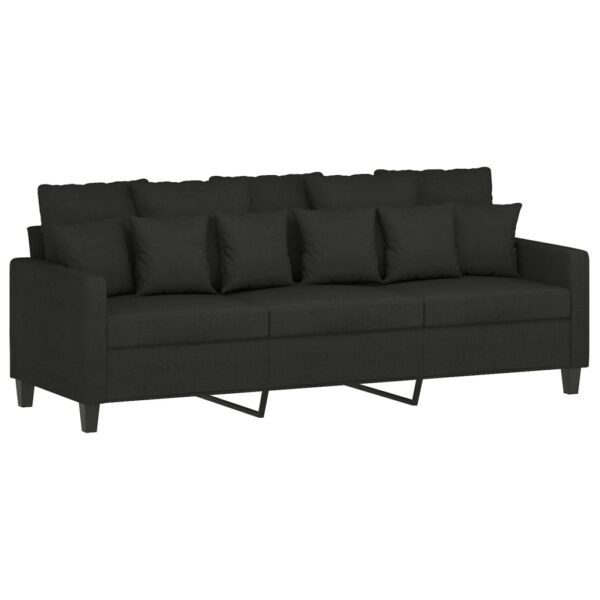 vidaXL 2 Piece Sofa Set with Cushions Black Fabric - Image 3