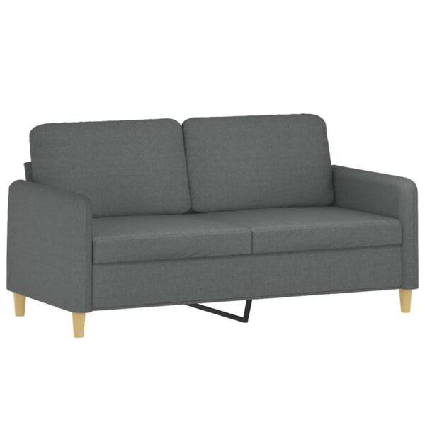 vidaXL 2 Piece Sofa Set with Cushions Dark Gray Fabric - Image 3