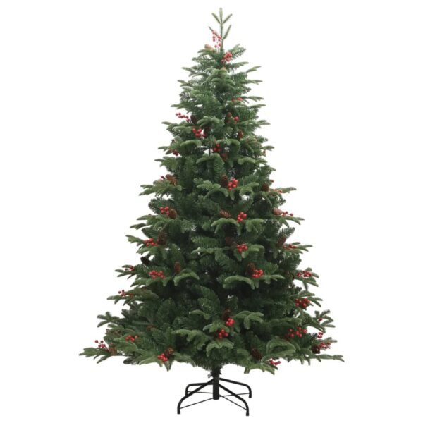 vidaXL Artificial Hinged Christmas Tree with Cones and Berries 59.1" - Image 4