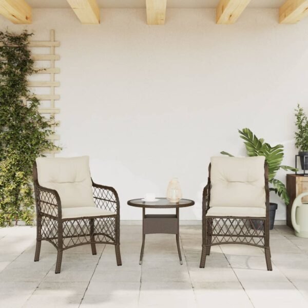 vidaXL Patio Chairs with Cushions 2 pcs Brown Poly Rattan - Image 4