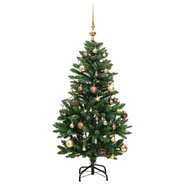 vidaXL Artificial Hinged Christmas Tree 150 LEDs & Ball Set 59.1" - Image 3