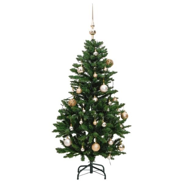 vidaXL Artificial Hinged Christmas Tree 150 LEDs & Ball Set 59.1" - Image 3