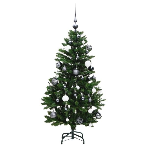 vidaXL Artificial Hinged Christmas Tree 150 LEDs & Ball Set 47.2" - Image 3