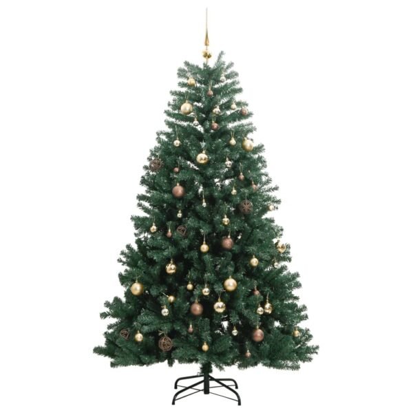 vidaXL Artificial Hinged Christmas Tree 150 LEDs & Ball Set 47.2" - Image 3