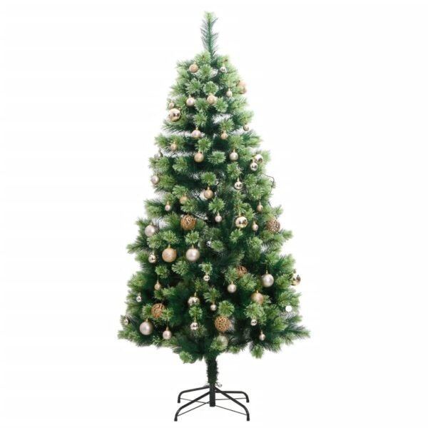 vidaXL Artificial Hinged Christmas Tree 150 LEDs & Ball Set 59.1" - Image 3