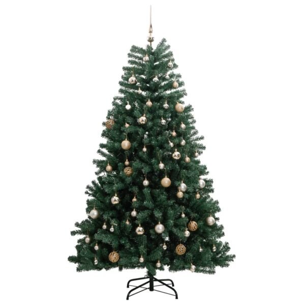 vidaXL Artificial Hinged Christmas Tree 150 LEDs & Ball Set 59.1" - Image 4