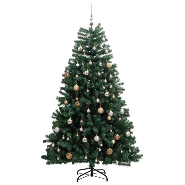 vidaXL Artificial Hinged Christmas Tree 300 LEDs & Ball Set 82.7" - Image 3