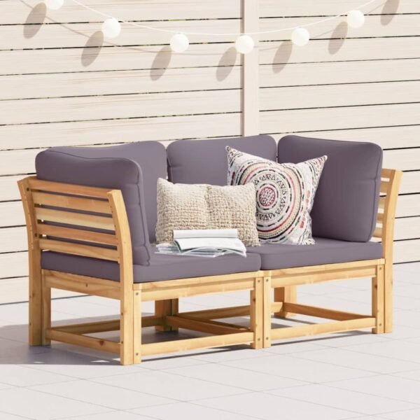 vidaXL Patio Sofa with Cushions 2-Seater Solid Wood Acacia