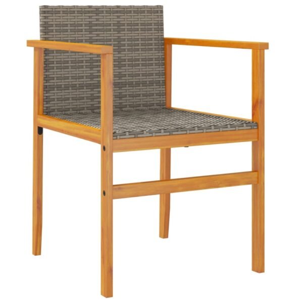 vidaXL Patio Chairs 2 pcs Gray Poly Rattan&Solid Wood - Image 4