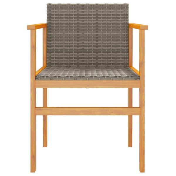 vidaXL Patio Chairs 2 pcs Gray Poly Rattan&Solid Wood - Image 5