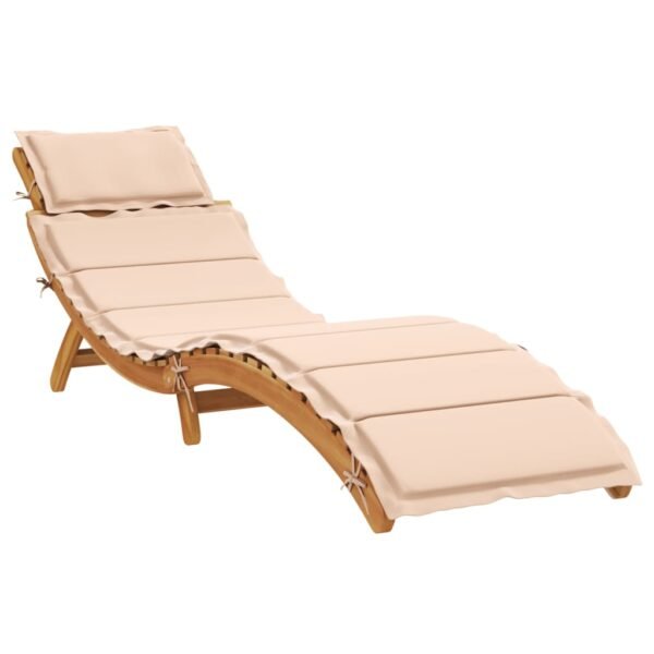 vidaXL Patio Lounge Chair Outdoor Sunbed Folding Sunlounger Solid Acacia Wood - Image 3