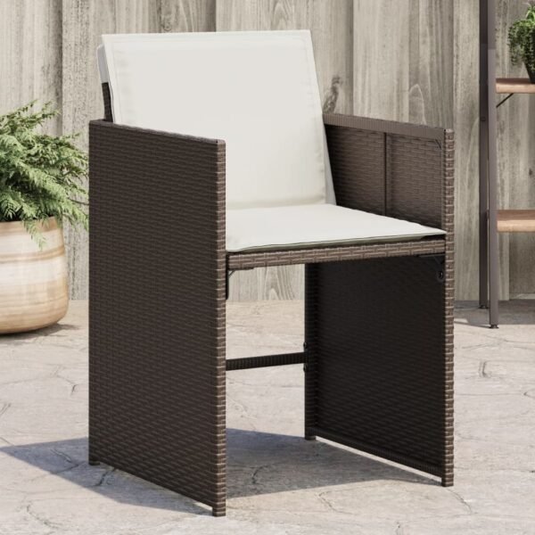 vidaXL Patio Chairs with Cushions 4 pcs Brown Poly Rattan