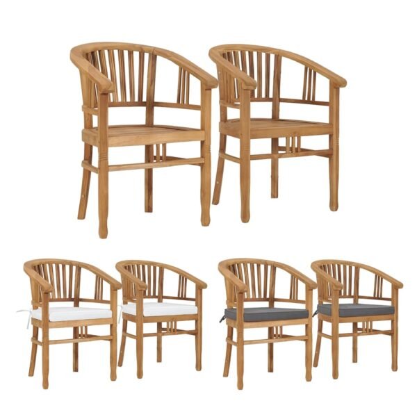 vidaXL Patio Chairs 2 Pcs Patio Dining Chair with Cushions Solid Wood Teak - Image 3