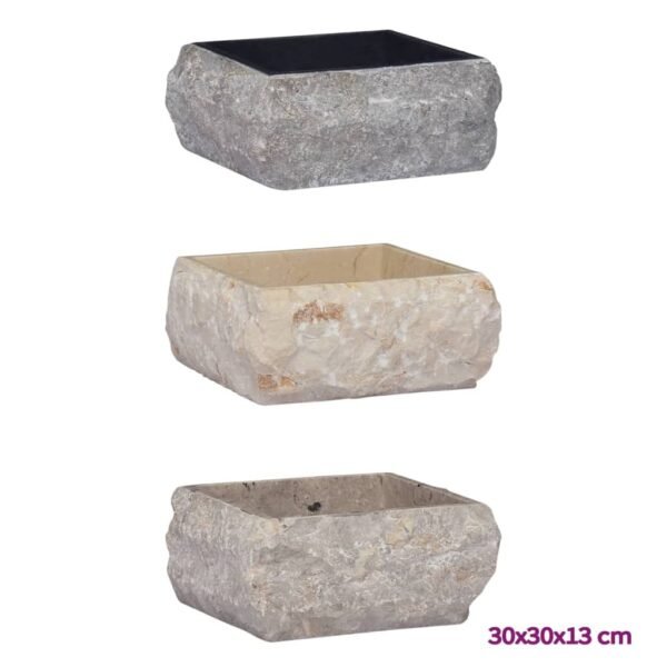 vidaXL Sink Above Counter Vanity Sink Natural Stone Basin for Bathroom Marble - Image 5